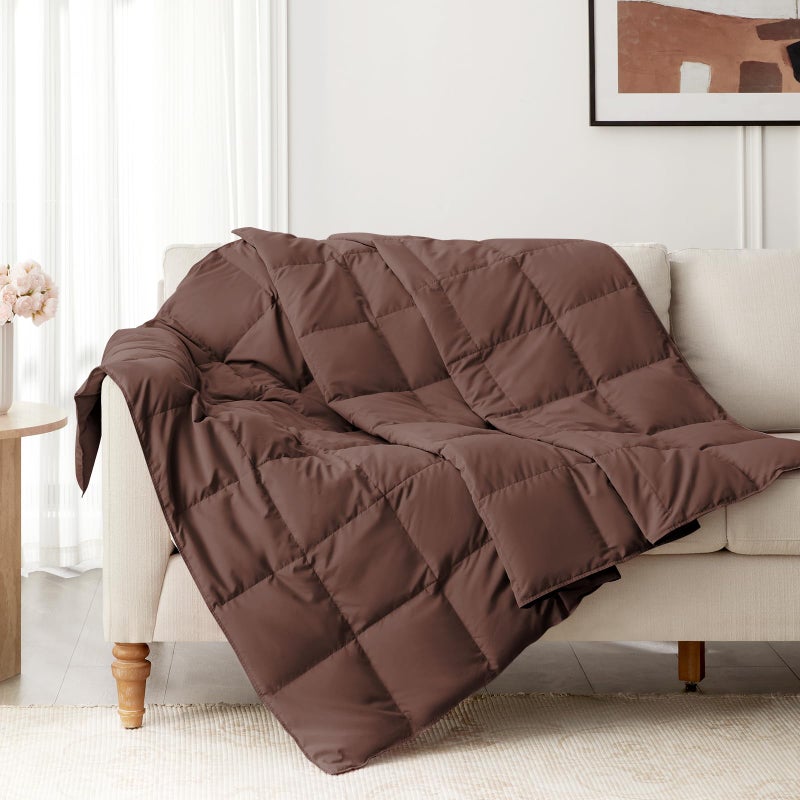 Peace nest Down Throw Blankets for Couch 50x70 Down Blanket for Indoor and Outdoor Throw Blanket use Soft Lightweight Throw Blanket Chocolate - Image 1